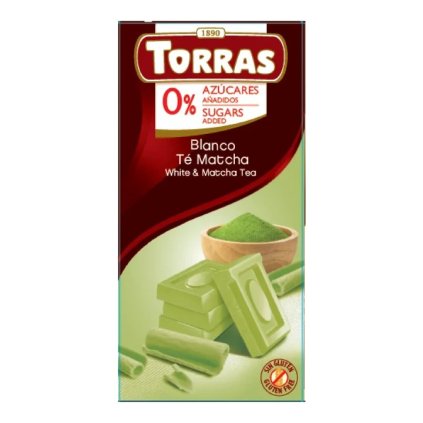 torras cokolada bez cukru bila s matcha