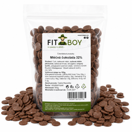 fitboy mléčná čokoláda 500g