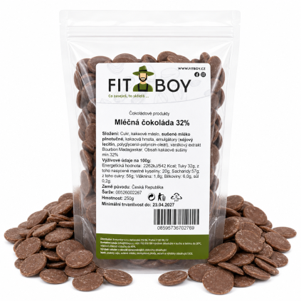 Fitboy mléčná čokoláda 250g