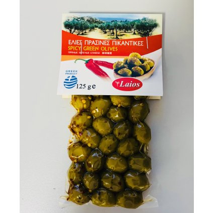 LAIOS Olivy zelené s kôstkou pikantné 125g  125g