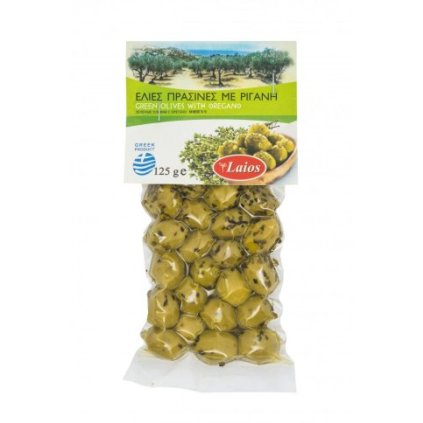 LAIOS Zelené olivy s kôstkou a oreganom 125g  125g