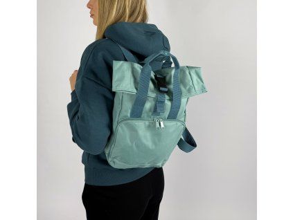 Recycled Mini Roll Top Backpack zelená