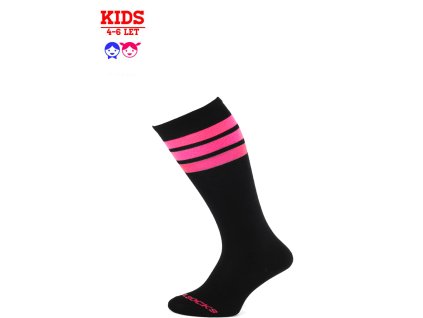 Coolsocks podkolenky Slim BLACK/NEON PINK KIDS (4-6)