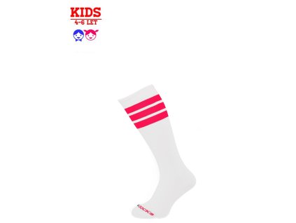 Coolsocks podkolenky Slim WHITE/NEON PINK KIDS (4-6)