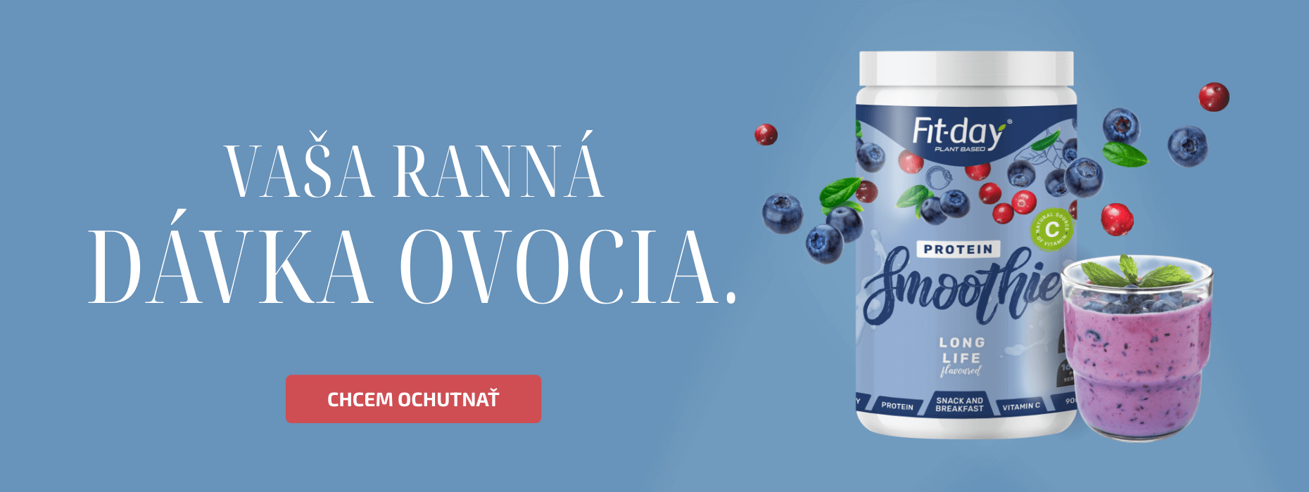 Doprajte si poriadnu dávku ovocia a vitamínu C s proteínovými kokteilmi Fit-day.