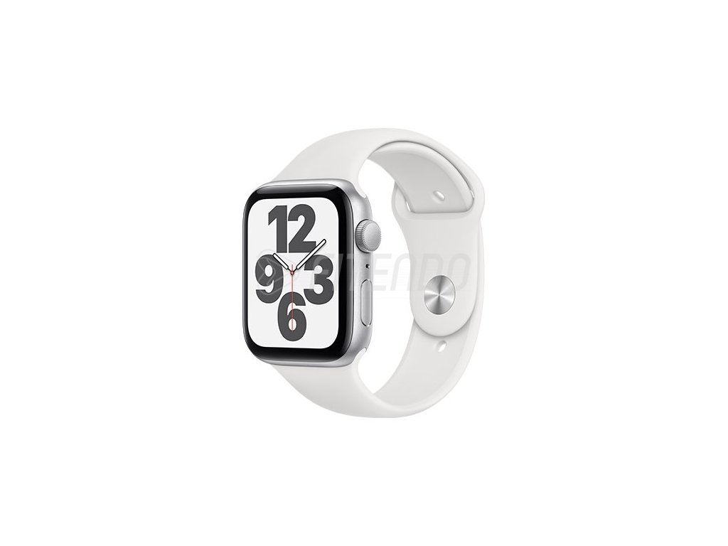 apple watch se gps 44 mm silver aluminium case with white sport band regular i107426