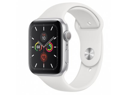 Apple Watch Series 5 44mm Silver Aluminium White Sport Band 01