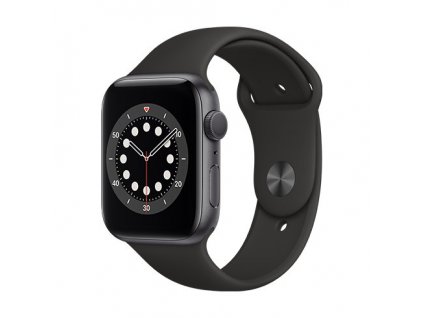 Apple Watch Series 6 GPS 44mm Space Gray Aluminium Case with Black Sport Band 01