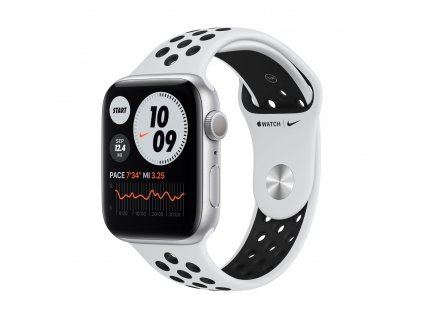 apple watch nike series 6 gps 44mm silver aluminium case with pure platinum black nike sport band regular 00