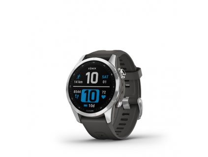 garmin fenix 7s silver stainless steel graphite band 01