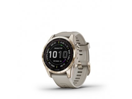 garmin fenix 7s sapphire solar cream gold titanium light sand band 01
