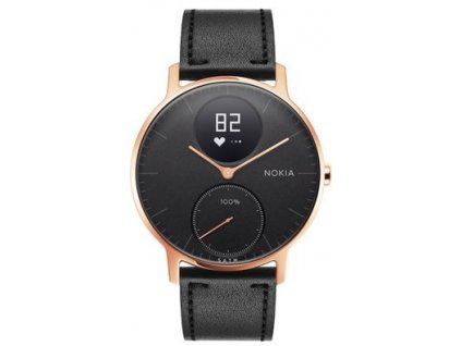 Nokia Steel HR (36mm) Rose Gold w/ Black Leather  + Originálny silikónový remienok zadarmo!