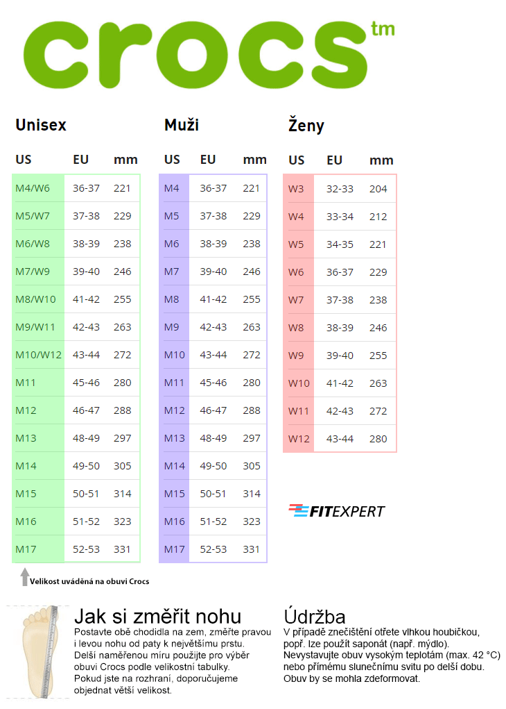 tabulka_velikosti_crocs_2018_dospeli