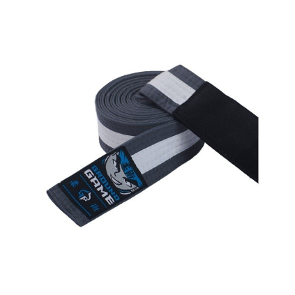 Dětský BJJ pásek Ground Game ŠEDO-BÍLÝ (Velikost K1 - 200cm)