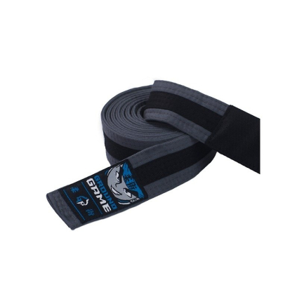 Dětský BJJ pásek Ground Game ŠEDO-ČERNÝ (Velikost K1 - 200cm)