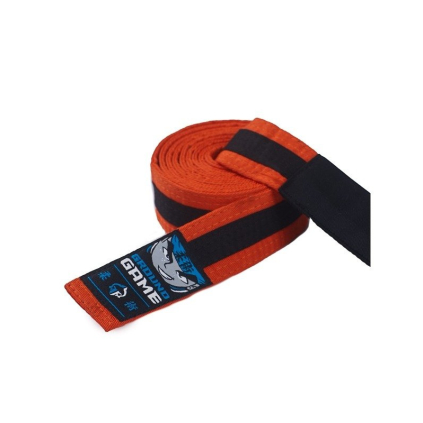 Dětský BJJ pásek Ground Game ORANŽOVO-ČERNÝ (Velikost K1 - 200cm)