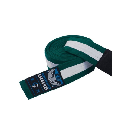 Dětský BJJ pásek Ground Game ZELENO-BÍLÝ (Velikost K1 - 200cm)