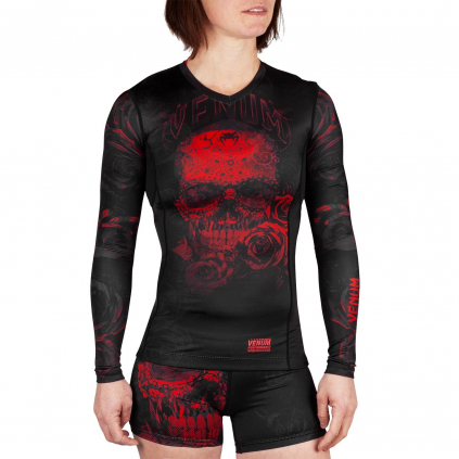 damsky rashguard long venum santa muerte 3.0 black red 1