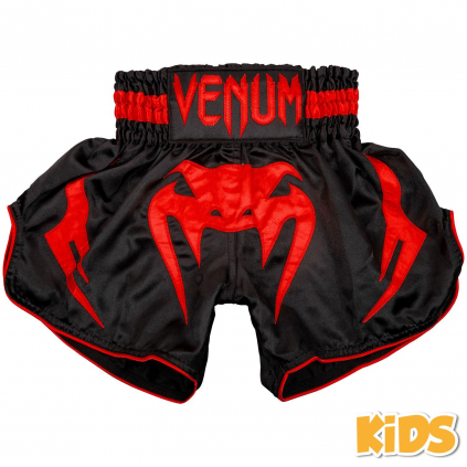 shorts muay thai kids venum inferno black red 1