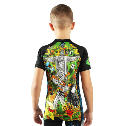 DĚTSKÝ rashguard - sportovní tričko Ground Guard - BRASIL - krátký rukáv (Velikost 122 cm)