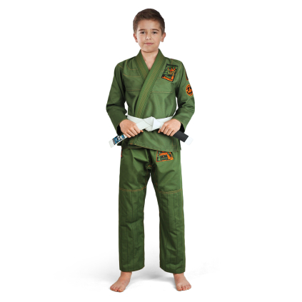 Dětské BJJ kimono gi Ground Game Junior 3.0 - olivově zelené (Velikost K00)