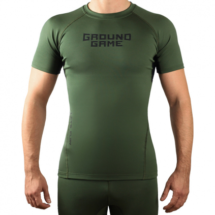 Rashguard Ground Game ATHLETIC KHAKI - krátký rukáv