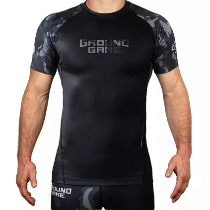 Rashguard Ground Game MORO 4.0 - černo/šedé - krátký rukáv