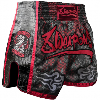 8 weapons muay thai shorts snake red m
