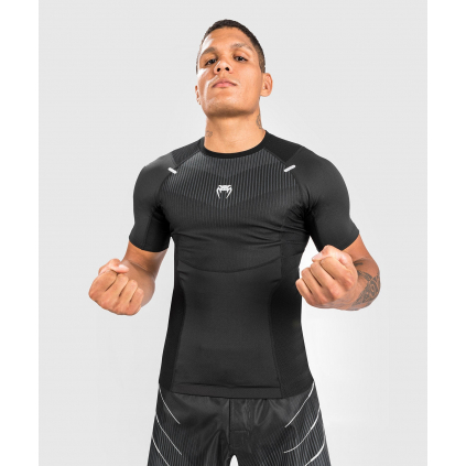 Rashguard / funkční triko Venum Biomecha - krátké rukávy - Black/Grey černé