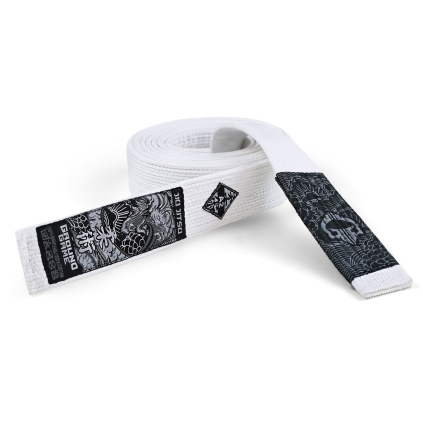 BJJ pásek Ground Game PREMIUM - BÍLÝ (Velikost A5 - 340cm)