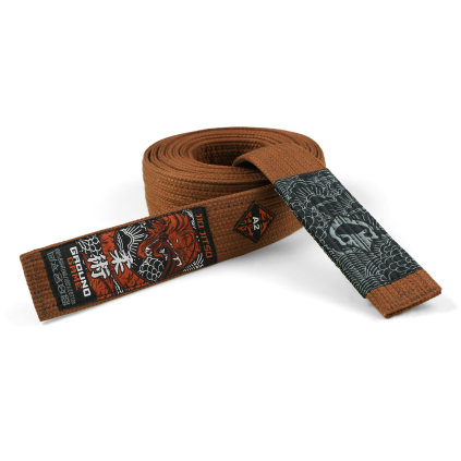 Pásek BJJ Ground Game PREMIUM - HNĚDÝ (Velikost A5 - 340cm)