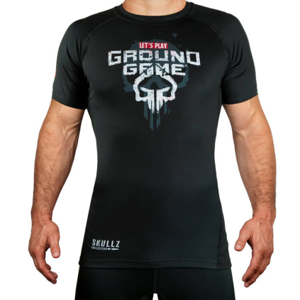 Rashguard Ground Game SKULLZ - černá - krátký rukáv (Velikost XS)