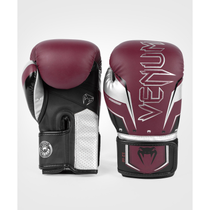Boxerské rukavice Venum Elite Evo - Burgundy/Silver (Velikost 8oz)