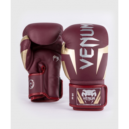 Boxerské rukavice Venum Elite - Burgundy/Gold