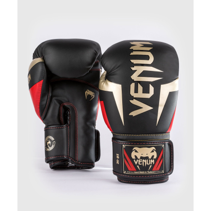 Boxerské rukavice Venum Elite - Black/Gold/Red (Velikost 8oz)
