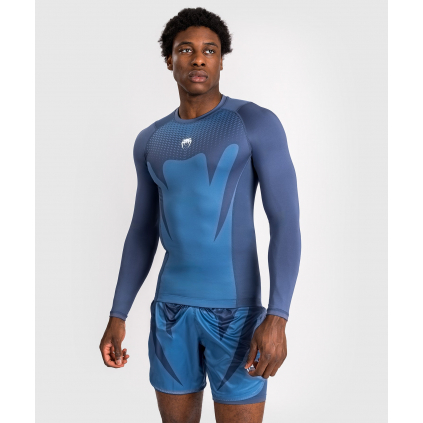 Pánské funkční tričko / rashguard Venum ATTACK - dlouhé rukávy - Navy Blue (Velikost S)