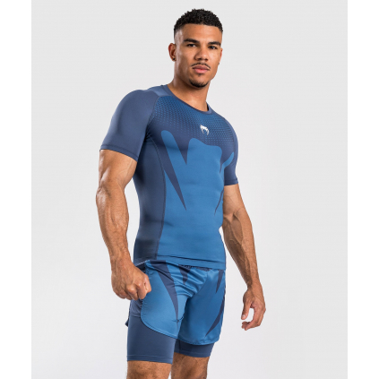 Pánské funkční tričko / rashguard Venum ATTACK - krátké rukávy - Navy Blue (Velikost S)
