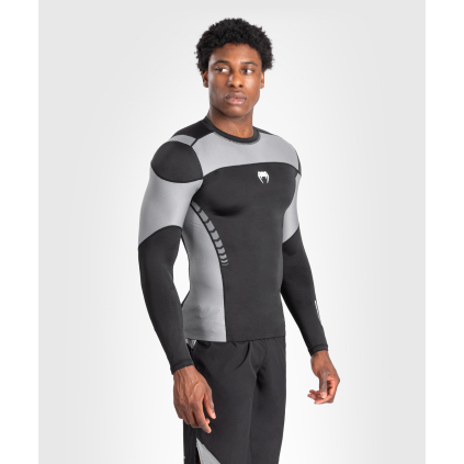 Pánské funkční tričko / rashguard Venum Tempest - dlouhé rukávy - Black/Grey (Velikost S)