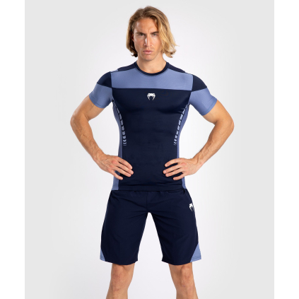 Pánské funkční tričko / rashguard Venum Tempest - krátké rukávy - Navy Blue/Blue (Velikost S)