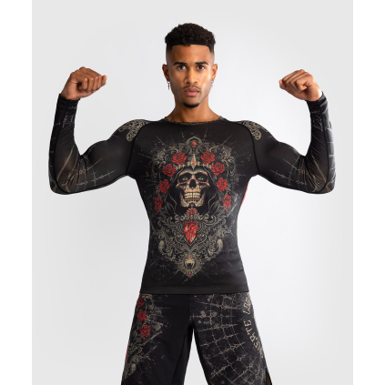 Pánský rashguard - funkční triko Venum Santa Muerte 5.0 - dlouhý rukáv - Deep Black/Gold (Velikost S)