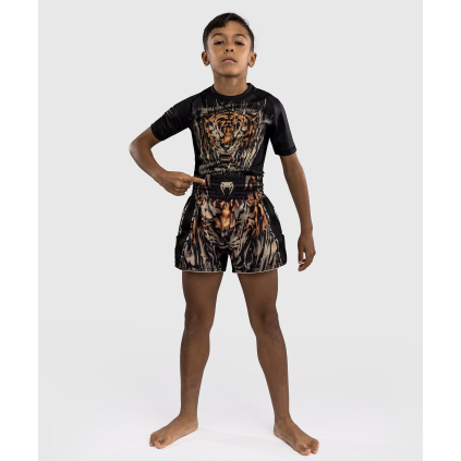 DĚTSKÉ Muay Thai šortky Venum Tiger - Black/Neon Orange (Velikost 8 let)