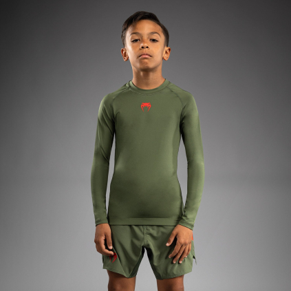 DĚTSKÝ rashguard Venum Contender Kids - dlouhé rukávy - Army Green/Orange (Velikost 8 years)