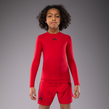 DĚTSKÝ rashguard Venum Contender Kids - dlouhé rukávy - červený Cherry Red (Velikost 8 let)