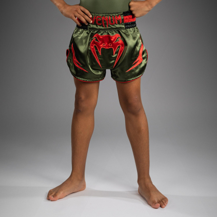 DĚTSKÉ Muay Thai šortky Venum Inferno - Army Green/Orange (Velikost 8 let)