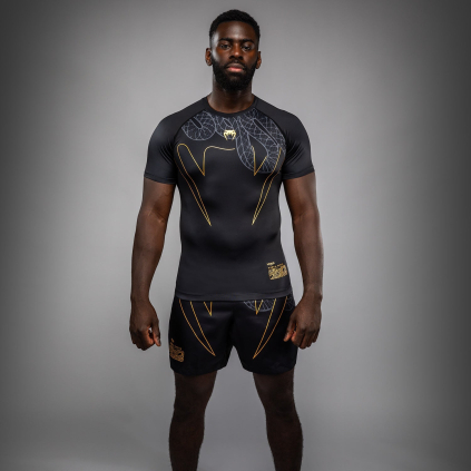 Rashguard Venum Serpenti - krátké rukávy - Black/Silver/Gold (Velikost S)