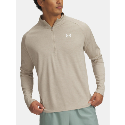 panske tricko under armour ua tech textured zip svetle hneda f1