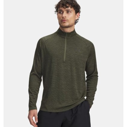 panske tricko under armour ua tech textured zip green zelene f1