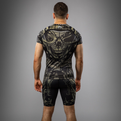 Pánský rashguard Venum Invader - krátké rukávy - Black/Sand (Velikost S)