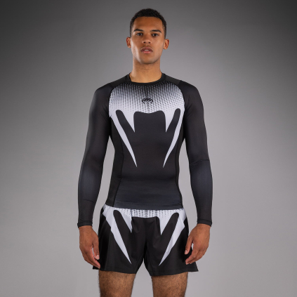 Pánské funkční tričko - rashguard Venum No Gi - dlouhé rukávy - Black/White (Velikost S)