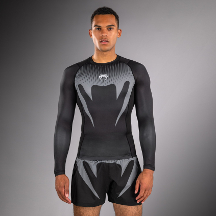 Pánské funkční tričko - rashguard Venum No Gi - dlouhé rukávy - Black/ Silver Grey (Velikost S)